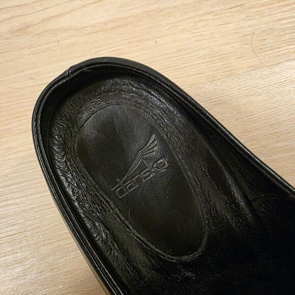 Dansko Black Leather Slip On Supportive Neutral Cabrio Mule Clogs Size 9.5 - Picture 6 of 7